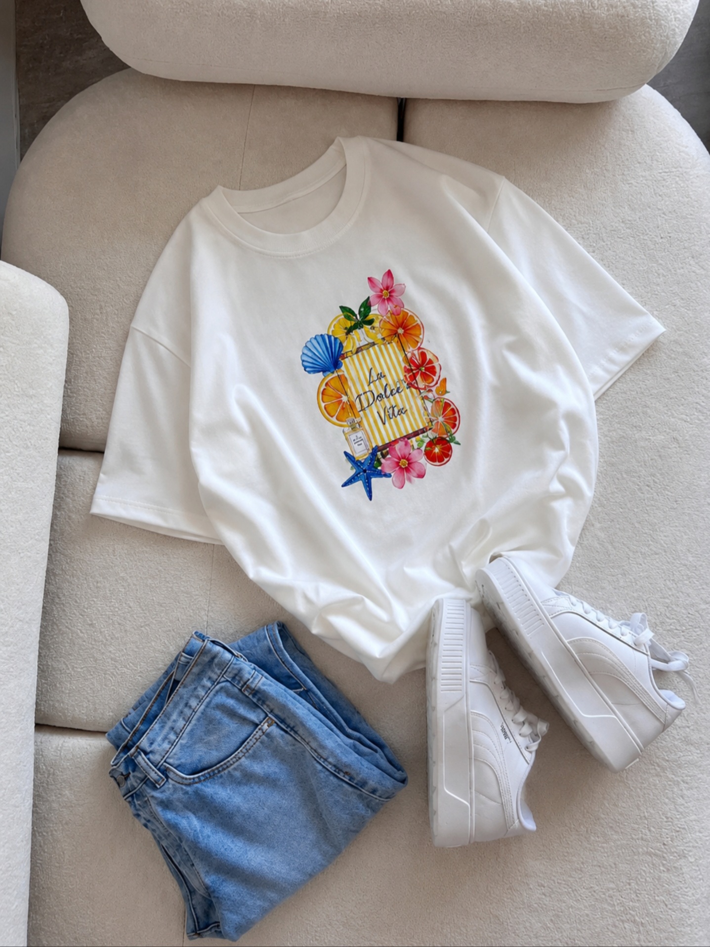 تیشرت باکسی طرح summer 🏖☀️